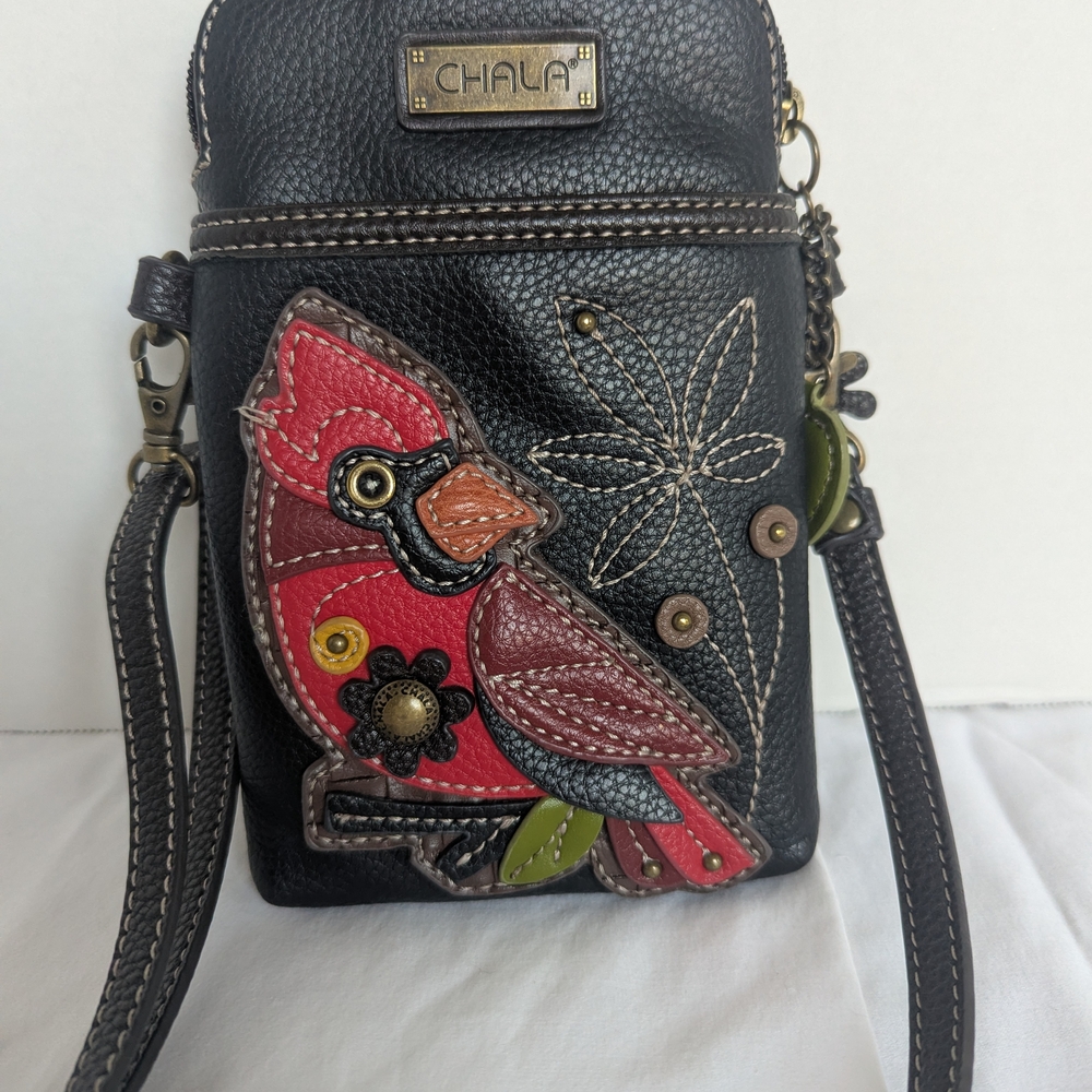 Chala Cardinal Motif Brown Vegan Leather Crossbody Bag